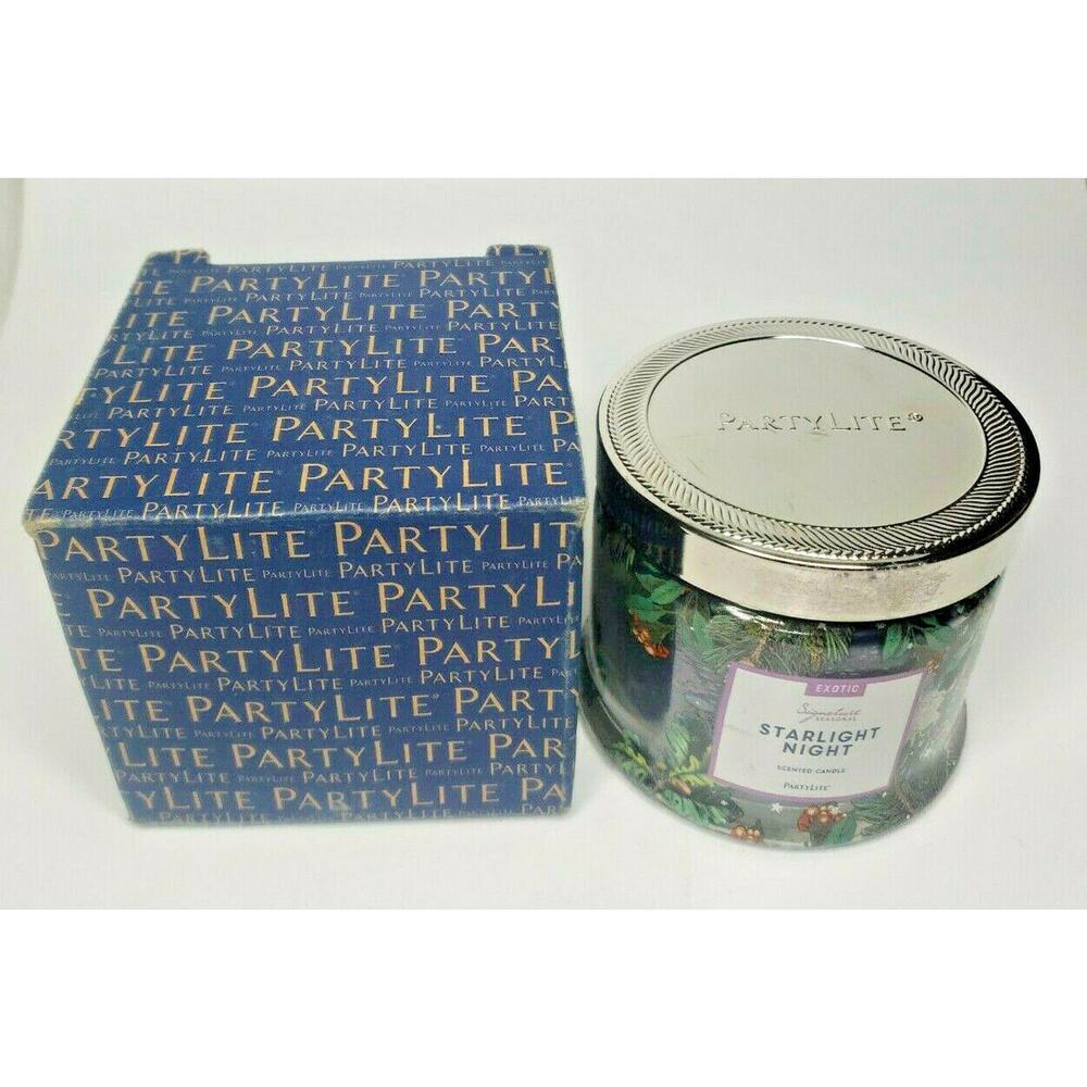 PartyLite 3-Wick Jar‎ Candle with Lid New In Box Starlight Night P1G/G73902